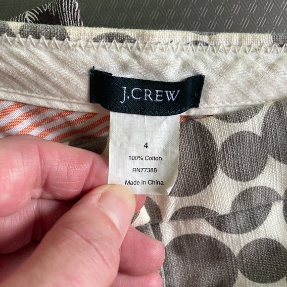 J CREW Cream & Grey Polkadot 100% Cotton Shorts(4) - Picture 5 of 8